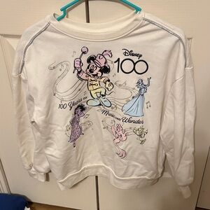 Disney 100 White Sweatshirt with Colorful Characters